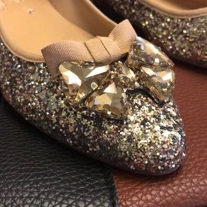 Gorgeous Talbots glitter flats with jewels and bow